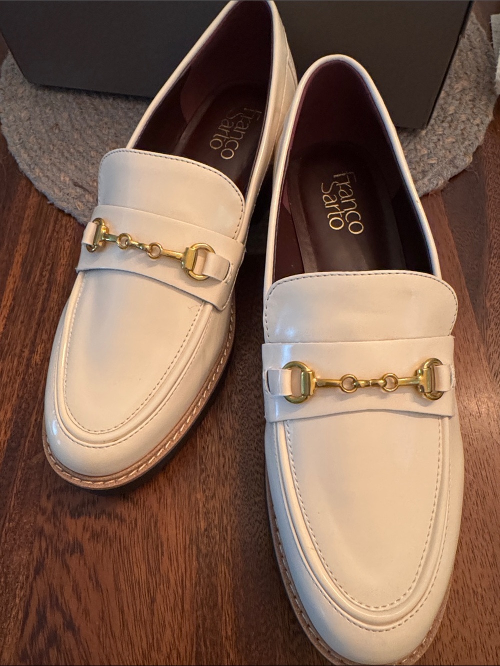 Franco Sarto Cream Horsebit Loafers “Colette” 
size 8 wide Comfort Fit.